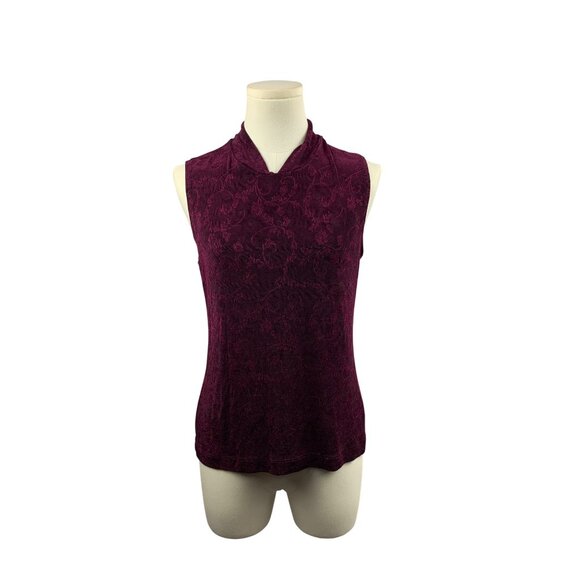 Sleeveless Burgundy Textured Top By Weekenders Size S/P - Picture 1 of 6